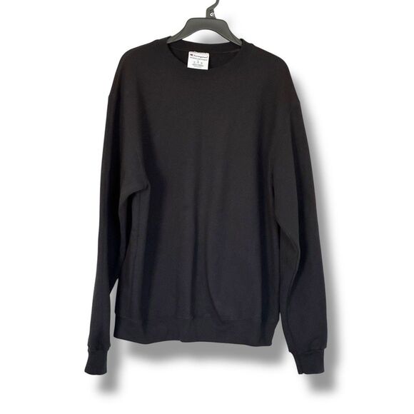 Champion Sweater Mens Large Black Outdoor Sweatshirt Lightweight Crew Adult - Picture 1 of 7